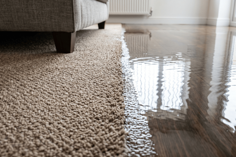 Flooded carpet - cleaning carpet
